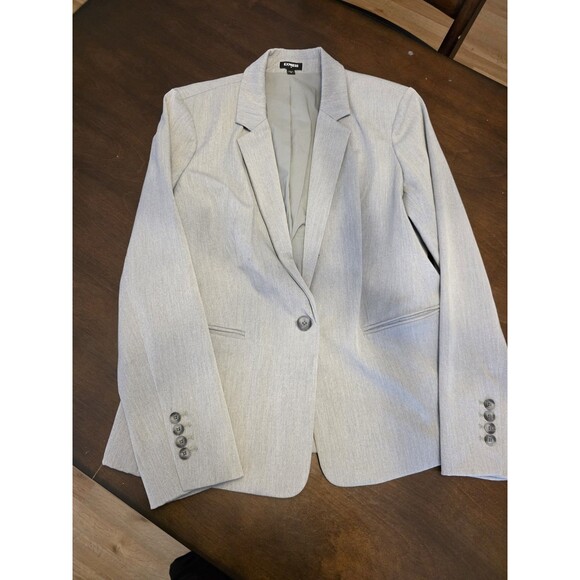 Express Blazer Jacket Women's Button Single Breasted Lined Gray Size 14 Career - Picture 1 of 7